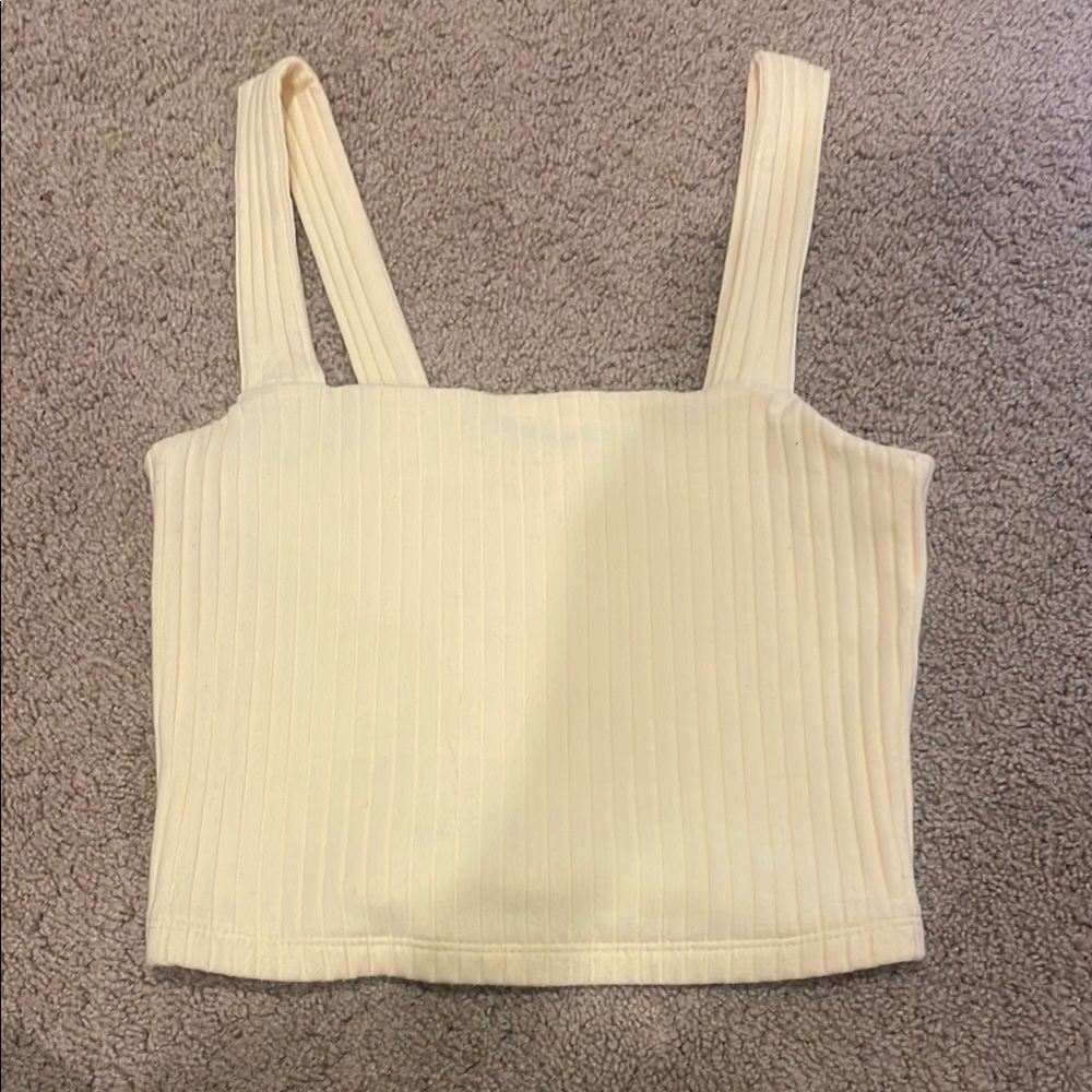 Yellow Ribbed Women's Tank Top